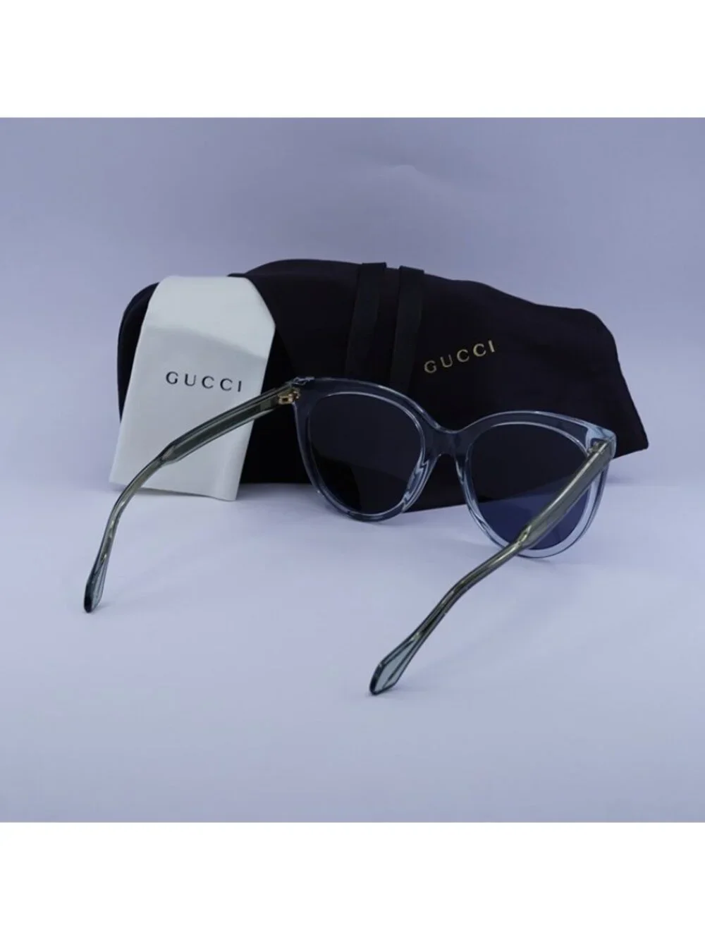Gucci GG0565S 003 Sunglasses Blue Cat Eye Frame, Blue Lenses